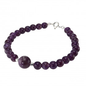 Bracelet Améthyste 6-10mm Argent Ce bracelet est composé pierres 6mm d une pierre 10mm son centre Elle est séparée par 2 p...