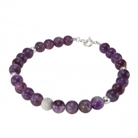 Bracelet Améthyste 6mm Argent Ce bracelet est composé pierres 6mm, 4 perles facettées Argent 4mm diamètre d une perle arge...