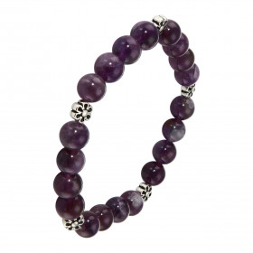 Bracelet Améthyste 8mm Motif Fleur Ce Bracelet est composé 20 perles 8mm Améthyste 5 intercalaires métal représentant une ...