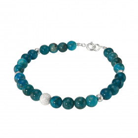 Bracelet Apatite Bleue 6mm et Argent. Ce bracelet est composé de pierres de 6mm, de 4 perles facettées en Argent de 4mm de...