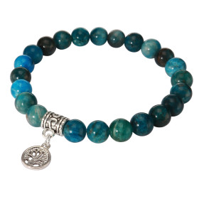 Bracelet Apatite Bleue 8mm et Breloque Arbre de Vie