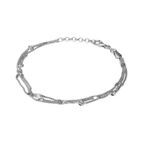 Bracelet en argent 3 rangs avec des oxydes de zirconium sertis clos de 3mm de diamètre. Chaîne maille gourmette de 1mm de ...