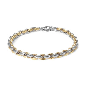 Bracelet argent rhodié argent doré composé d une maille fantaisie 6mm large Longueur : 21cm Système d attache : mousqueton