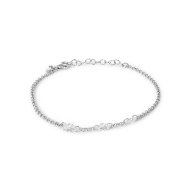 Bracelet argent rhodié composé d une maille jasseron 1,8mm large 3 oxydes zirconium facetés 4,5 6mm diamètre Longueur ajus...