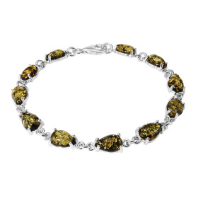Bracelet Argent 925 Ambre Vert Poire 10x8mm Pierres forme poire 10x8mm Longueur du bracelet : 20cm