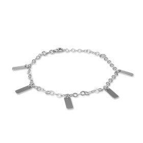 Bracelet argent rhodié composé d une maille 3mm large 5 breloques rectangulaires 4x10mm Longueur ajustable 17,5 à 20,5cm S...