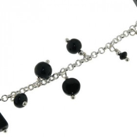 Bracelet Argent 925 emmaillements d onyx L onyx est taillée cabochon, les pierres sont differentes formes La longueur du b...