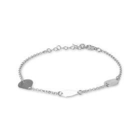 Bracelet argent rhodié composé d une chaîne maille jasseron 1,8mm large 3 motifs gouttes dont 2 satinées 8x11mm Longueur a...