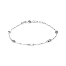 Bracelet argent rhodié composé d une maille forçat 1,1mm large 5 gouttes 4x8mm Longueur ajustable 17,5 à 19cm Système d at...