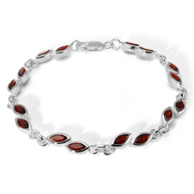 Bracelet Argent 925 Grenat Navette 6x3mm Bracelet serti pierres taille navette 6x3mm Longueur : 19cm