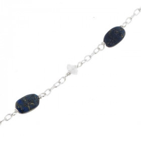 Bracelet en Argent 925 avec Lapis et Labradorite. Dimensions des pierres : 7x5 et 5mm. Longueur ajustable de 17 à 20cm
