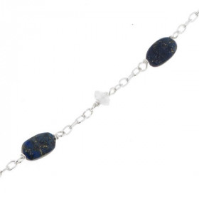  Bracelet Argent 925 Lapis Labradorite Dimensions des pierres : 7x5 5mm Longueur ajustable 17 à 20cm 