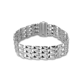 Bracelet argent rhodié maille fantaisie Largeur : 16mm Longueur : 19,5cm Système d attache : cliquet