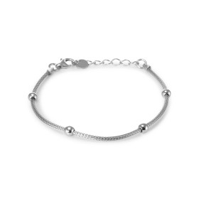 Bracelet argent rhodié composé d une maille fantaisie 1,6mm large 4 boules d argent 4mm diamètre Longueur ajustable 17,5 à...