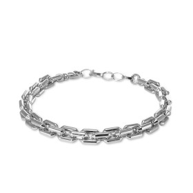 Bracelet argent rhodié composé d une maille forçat 7mm large Longueur ajustable 18,5 à 21cm Système d attache : mousqueton