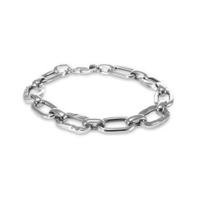 Bracelet argent rhodié composé maillons lisses maillons martelés Largeur : 10mm Longueur : 20cm Système d attache : mousqu...