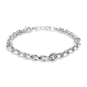 Bracelet argent rhodié composé d une maille fantaisie 6mm large dont 6 maillons sont sertis d oxydes zirconium Largeur : 8...