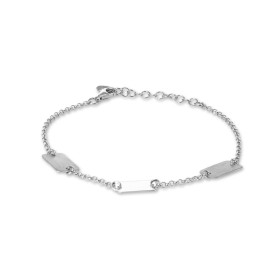 Bracelet argent rhodié composé 3 motifs rectangulaires 7x11mm dont 2 sont satinés Longueur ajustable 16,5 à 19,5cm Système...
