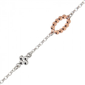 Bracelet en Argent 925 rhodié et rosé. Maille ronde de 2mm. Longueur ajustable : 16 à 19cm