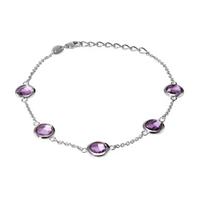 Bracelet Argent 925 Rhodié Améthyste Ronde Bracelet serti 5 pierres rondes 6mm Type serti : serti clos Bracelet composé d ...