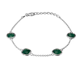 Bracelet Argent 925 Rhodié Aventurine Coussin Bracelet serti 4 pierres taille coussin 6x6mm Type serti : serti clos Bracel...