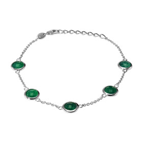 Bracelet Argent 925 Rhodié Aventurine Ronde Bracelet serti 5 pierres rondes 6mm Type serti : serti clos Bracelet composé d...