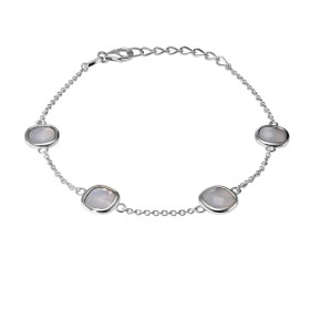 Bracelet Argent 925 Rhodié Calcédoine Coussin