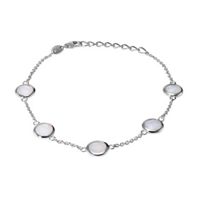 Bracelet Argent 925 Rhodié Calcédoine Ronde