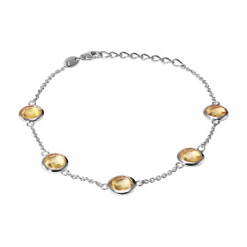 Bracelet Argent 925 Rhodié Citrine Ronde