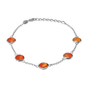 Bracelet Argent 925 Rhodié Cornaline Ronde Bracelet serti 5 pierres rondes 6mm Type serti : serti clos Bracelet composé d ...