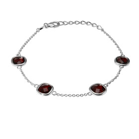 Bracelet Argent 925 Rhodié Grenat Coussin