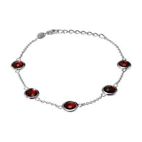 Bracelet Argent 925 Rhodié Grenat Rond