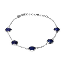 Bracelet Argent 925 Rhodié Lapis Lazuli Rond Bracelet serti 5 pierres rondes 6mm Type serti : serti clos Bracelet composé ...