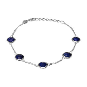 Bracelet Argent 925 Rhodié Lapis Lazuli Rond. Bracelet serti de 5 pierres rondes de 6mm. Type de serti : serti clos. Brace...