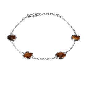 Bracelet Argent 925 Rhodié Oeil tigre Coussin Bracelet serti 4 pierres taille coussin 6x6mm Type serti : serti clos Bracel...