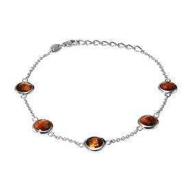 Bracelet Argent 925 Rhodié Oeil tigre Rond Bracelet serti 5 pierres rondes 6mm Type serti : serti clos Bracelet composé d ...