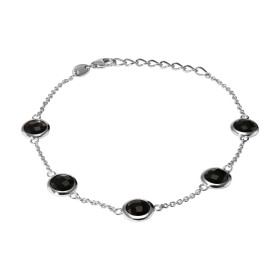 Bracelet Argent 925 Rhodié Onyx Rond