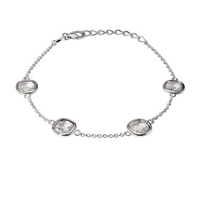 Bracelet Argent 925 Rhodié Oxyde zirconium Coussin Bracelet serti 4 pierres taille coussin 6x6mm Type serti : serti clos B...