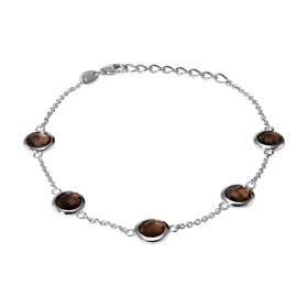 Bracelet Argent 925 Rhodié Quartz Fumé Rond Bracelet serti 5 pierres rondes 6mm Type serti : serti clos Bracelet composé d...
