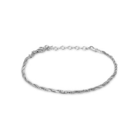 Bracelet argent rhodié composé 2 chaînes perlée serpent torsadées Largeur : 2mm Longueur ajustable 16,5 à 19,5cm Système d...