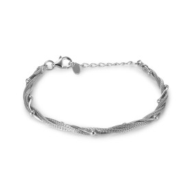 Bracelet argent rhodié torsadé composé 2 mailles fantaisies une maille serpent perlée Largeur : 4mm Longueur ajustable 17,...