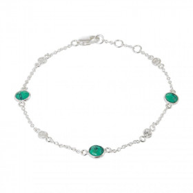 Bracelet Argent 925 Turquoise reconstituée Oxyde zirconium Bracelet composé d une chaine forcat, 3 turquoises facettées 5m...
