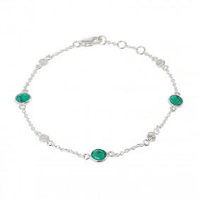 Bracelet Argent 925 Turquoise reconstituée et Oxyde de zirconium. Bracelet composé d'une chaine forcat, de 3 turquoises fa...