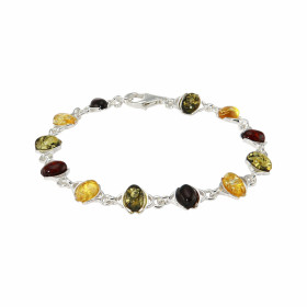 Bracelet Argent 925 Ambre Longueur : 18cm Largeur :8mm 