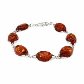 Bracelet Argent 925 et Ambre. Longueur : 19cm. Largeur du bracelet : 11mm