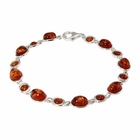 Bracelet Argent et Ambre. Largeur : 7,5mm. Longueur : 19,5cm. 