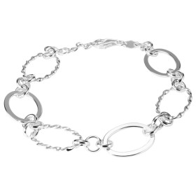 Bracelet Argent Anneaux Ovales lisses et torsadés