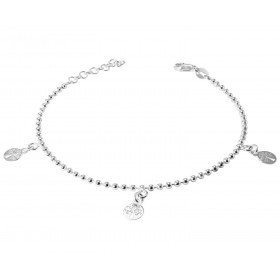 Bracelet argent composé 3 breloques arbre vie ajouré Largeur : 13mm Chaîne maille perlée : 2mm large Longueur ajustable 17...