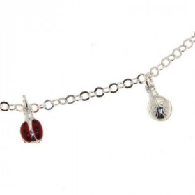 Bracelet Argent 925 breolques forme coccinelles Longueur : 18 cm 