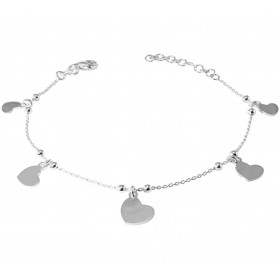 Bracelet argent composé 5 breloques coeurs petites perles d argent Largeur : 15mm Chaîne maille forçat : 1mm large Longueu...